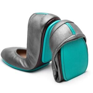 Tieks Pewter Shimmering Metallic Soft Full Grain Leather Ballet Flats Women's 8